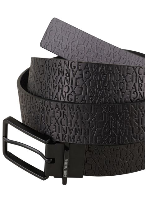 Cintura reversibile in tinta unita con logo allover ARMANI EXCHANGE | Cinture | 951325 2F80005021